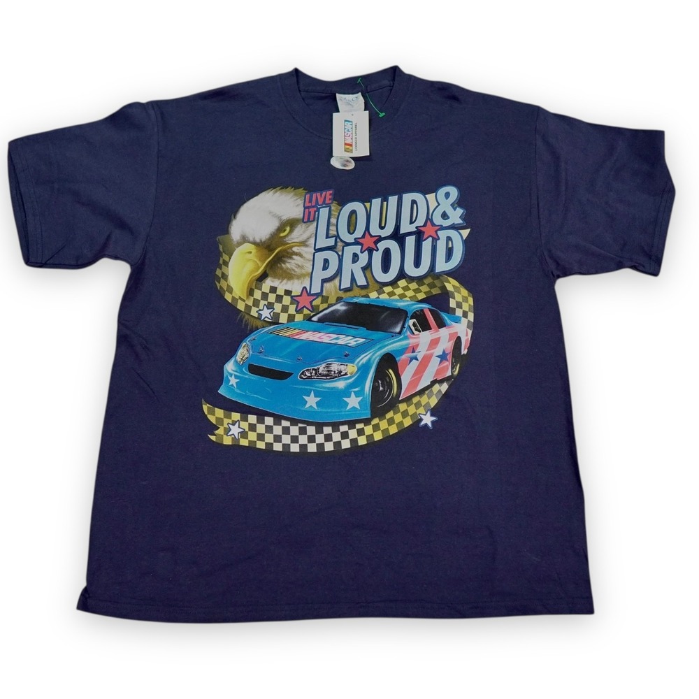 Nascar Shirt Mens XL Blue Loud And Proud Racing‎ Car CFS USA Eagle T-Shirt